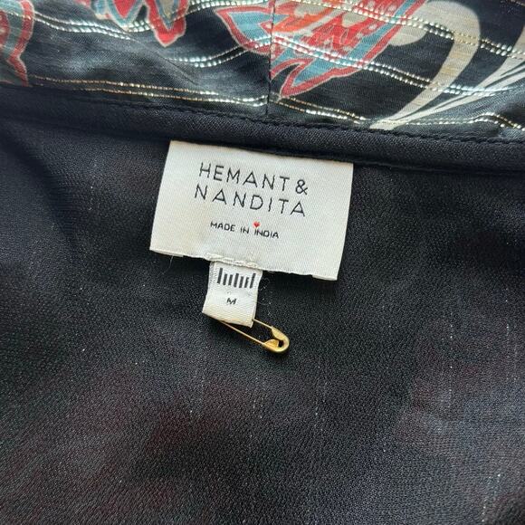 Hemant & Nandita x REVOLVE Zoie Bodysuit Women’s M Black Floral V-Neck black - Picture 10 of 16